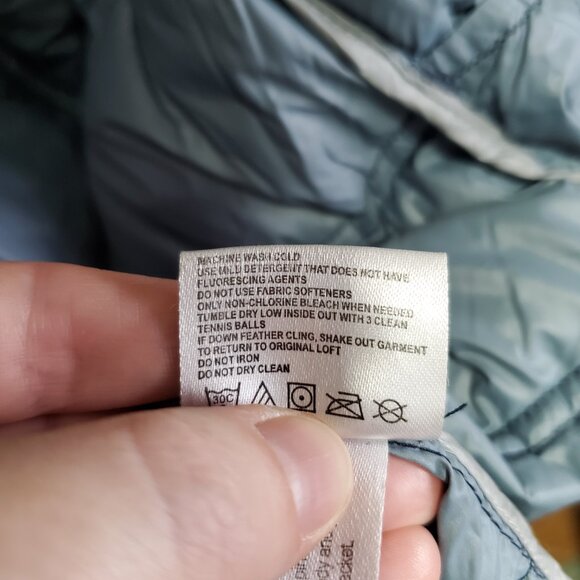 CALVIN KLEIN Chevron Quilted Packable Down Puffer Coat Jacket Navy Women's 2X - Picture 10 of 14